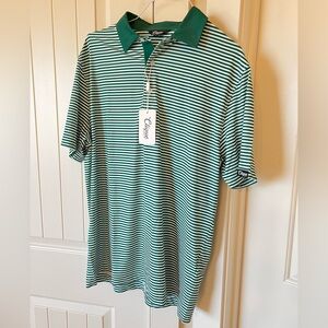NWT Men's Golf Polo in Green and White Stripes